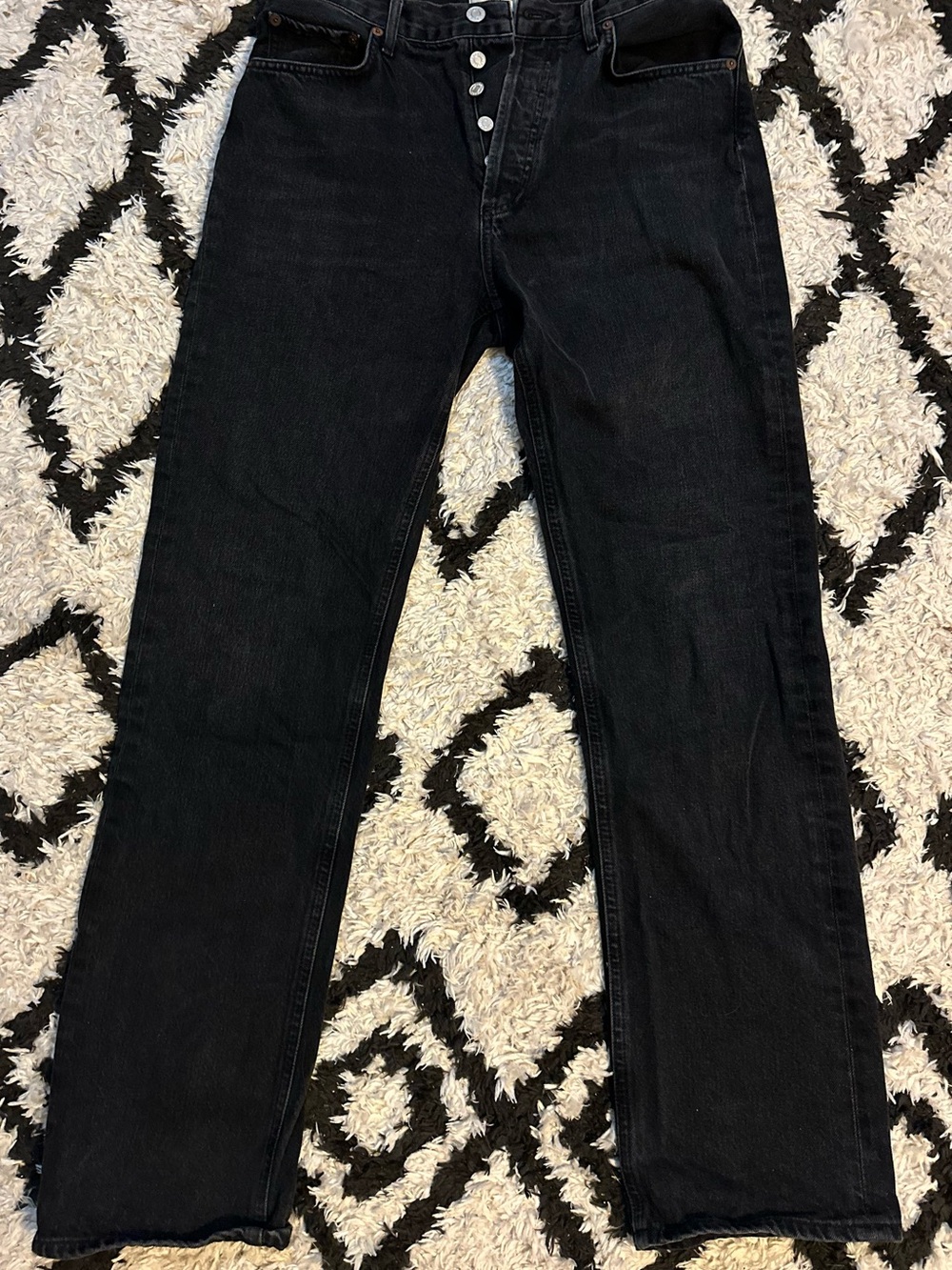 Agolde Women's Black Lana High-Rise Straight Leg Jeans size 27